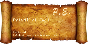 Privári Emil névjegykártya